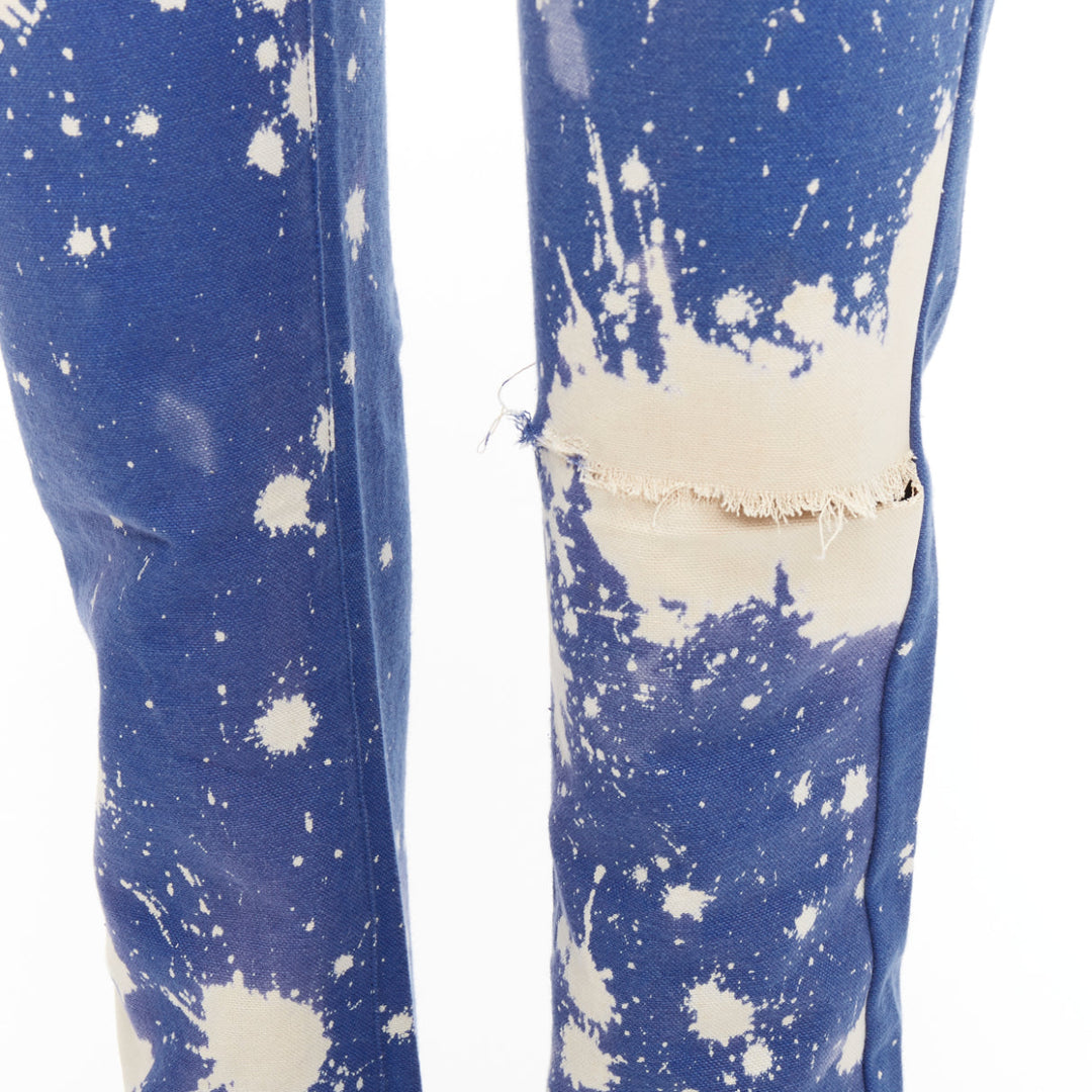 RAF SIMONS Sterling Ruby 2014 Limited blue splash bleach dye skinny jean IT44 XS