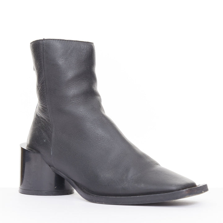 MM6 MAISON MARGIELA 2021 Anatomic black leather square toe ankle boots EU36 US6