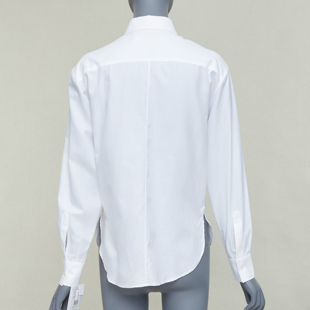 CHRISTIAN DIOR white cotton black CD bee embroidered classic shirt FR34 XS