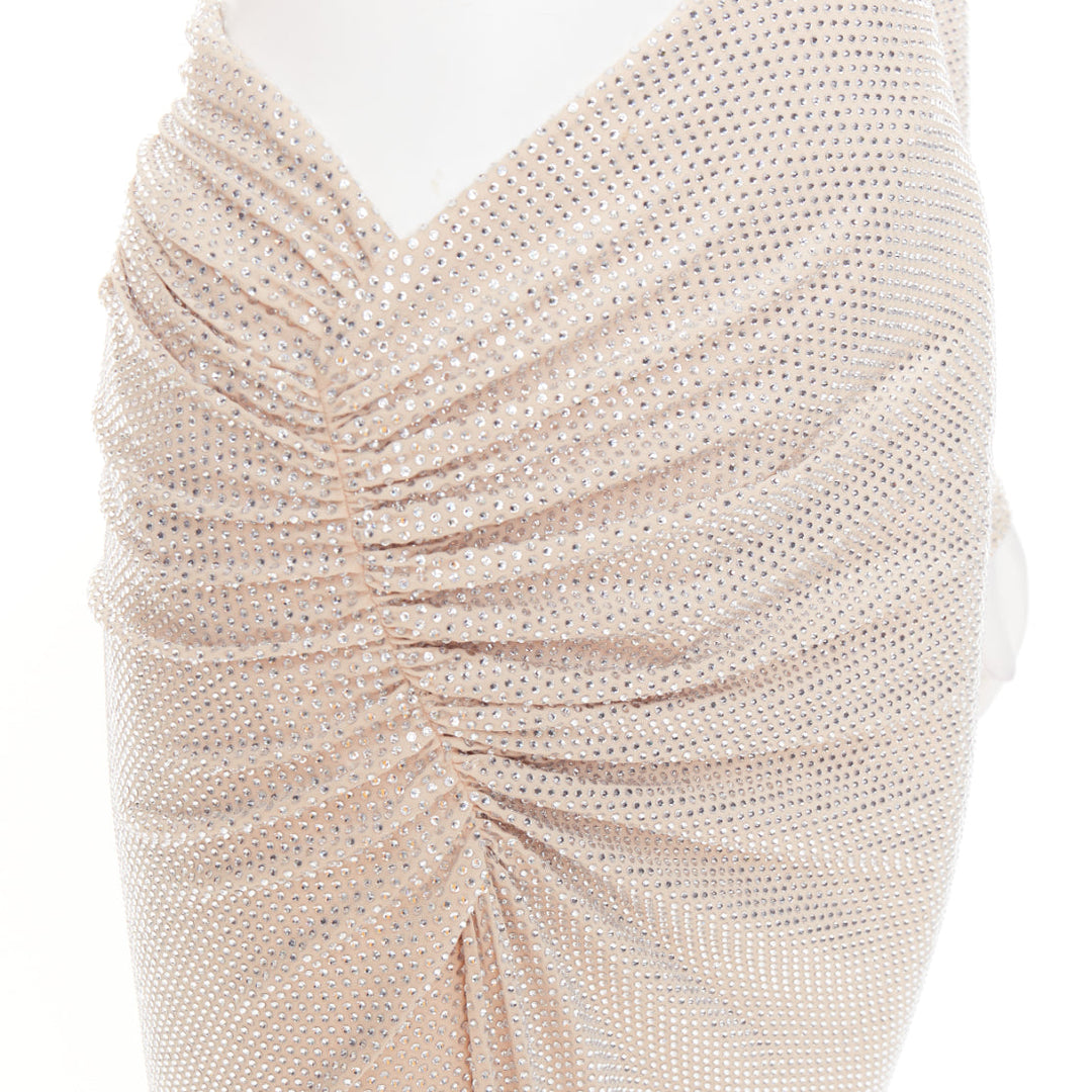 ALEXANDRE VAUTHIER 2023 Bridal ivory diamond strass crystal cut out draped gown