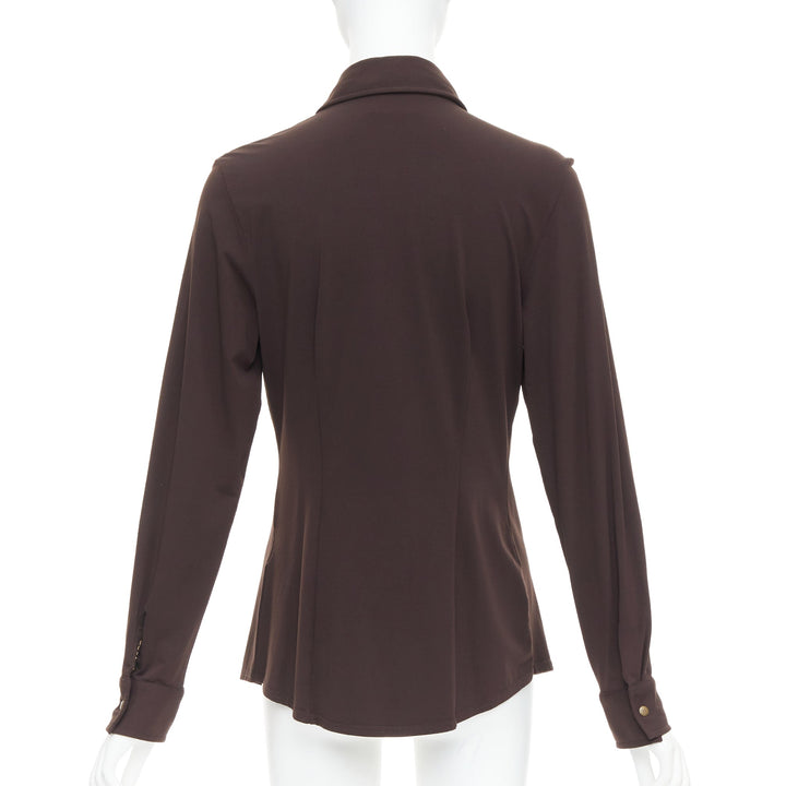 FENDI Jeans Vintage brown FF logo buttons fitted long sleeves shirt