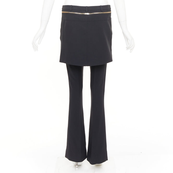 GIVENCHY black gold zip skirt layered flare pants trousers bottom FR36 S
