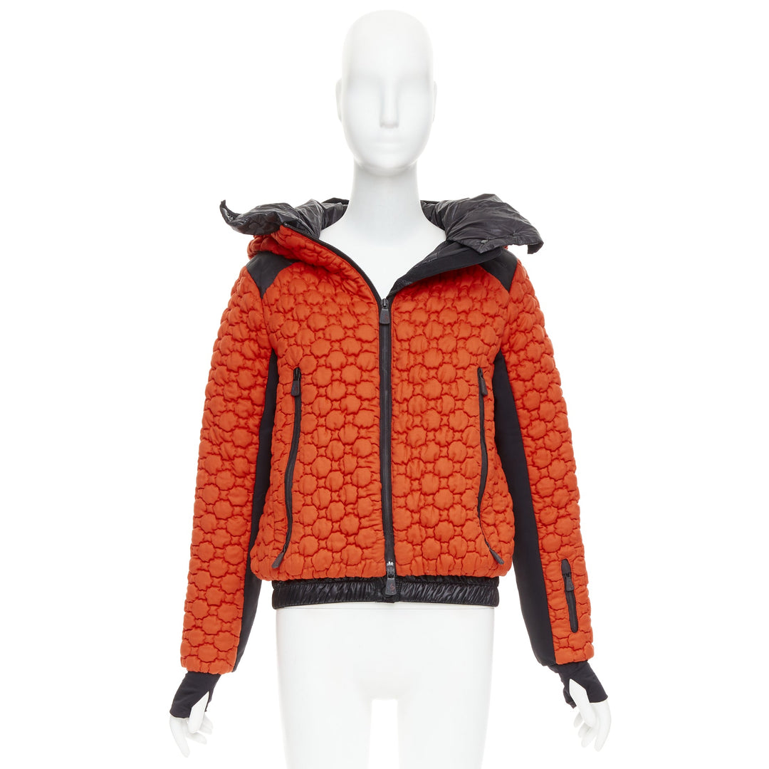 MONCLER Grenoble Soubeyran orange wool texture quilted down ski jacket Sz1 S