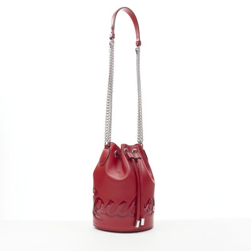 CHRISTIAN LOUBOUTIN Marie Jane red signature logo bucket crossbody bag