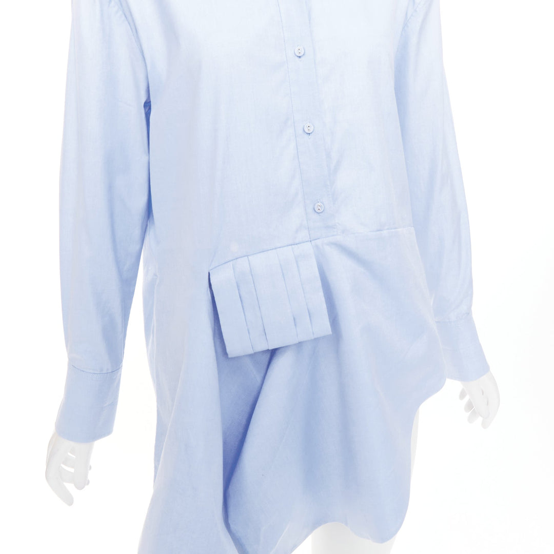 VVB VICTORIA BECKHAM light blue cotton asymmetric pleated hem dress shirt UK6 XS