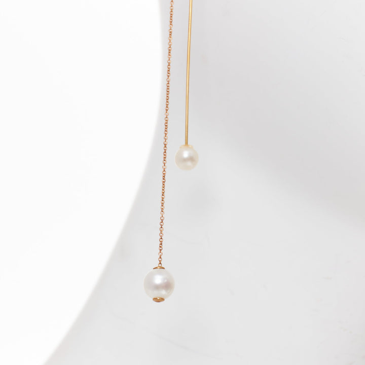 DELFINA DELETTREZ 18k yellow gold loop drop cultured pearl chain earring Single