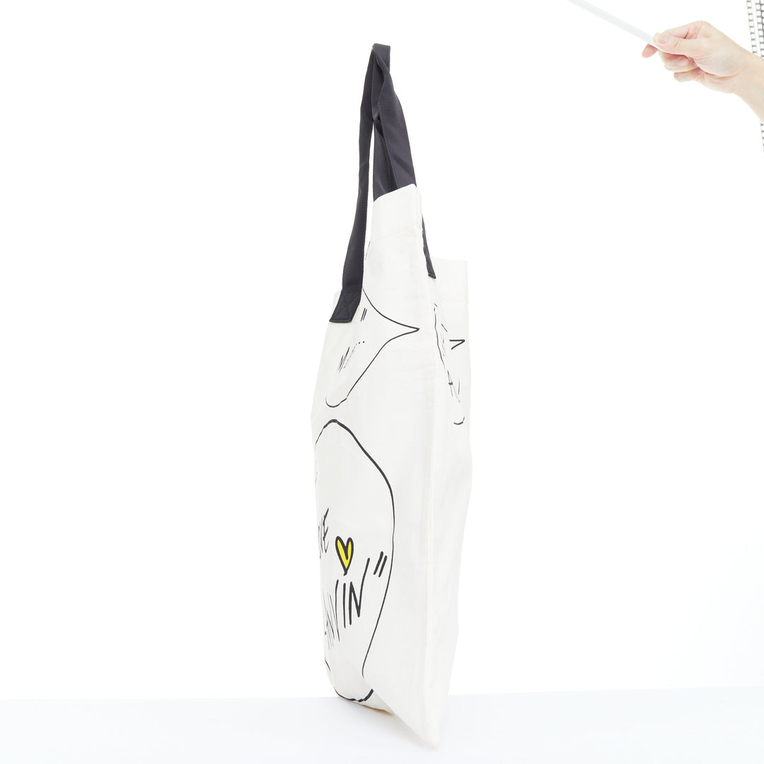 LANVIN I Want It All fashion sketch printed cotton canvas grosgrain tote bag