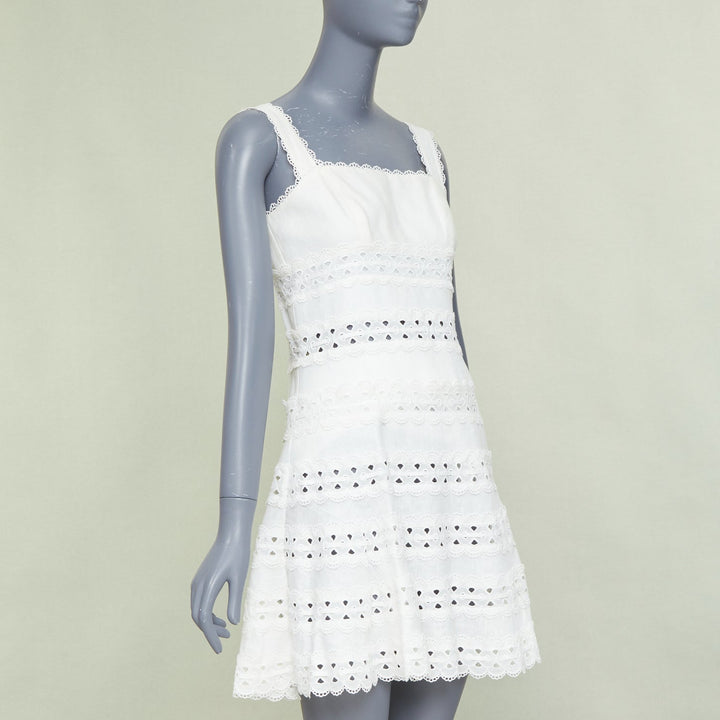 ZIMMERMANN white 100% linen embroidered anglais cotton sundress Sz.2 M