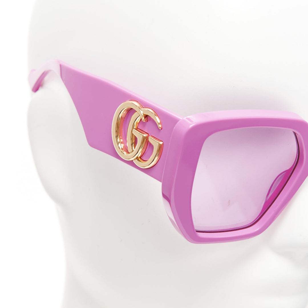 GUCCI Alessandro Michele GG0956S pink GG logo square frame oversized sunglasses