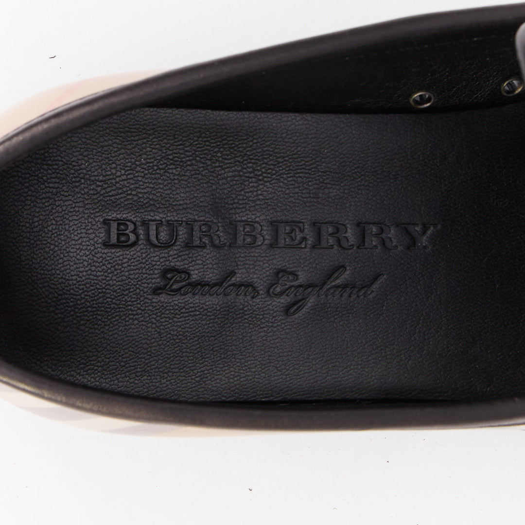 BURBERRY Bedmont Vintage Check patent leather classic penny loafers EU37.5