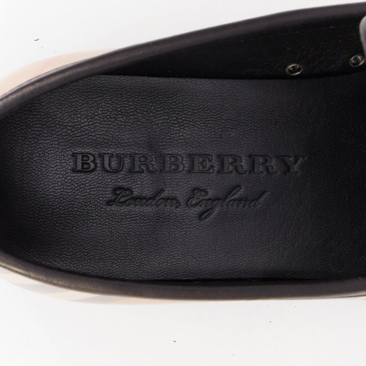 BURBERRY Bedmont Vintage Check patent leather classic penny loafers EU37.5