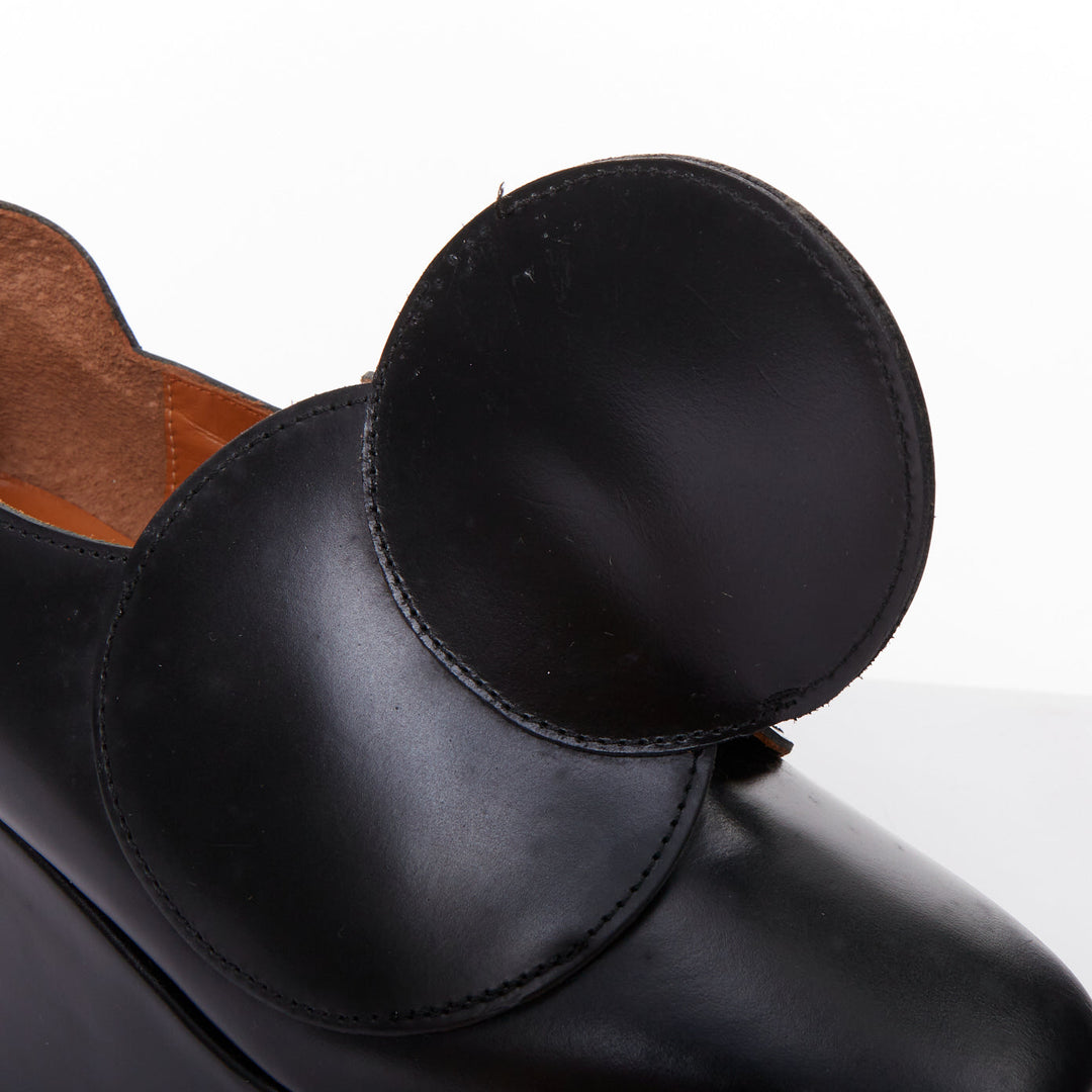 JUNYA WATANABE black leather circle embellished platorm brogue shoes XS
