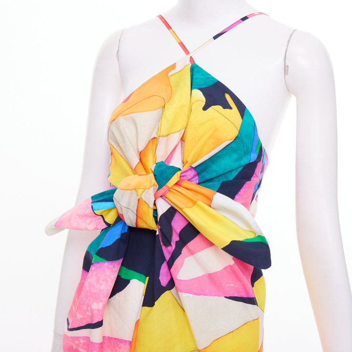 MARA HOFFMAN Lolita Deltoria abstract multicolor print cotton poplin dress M