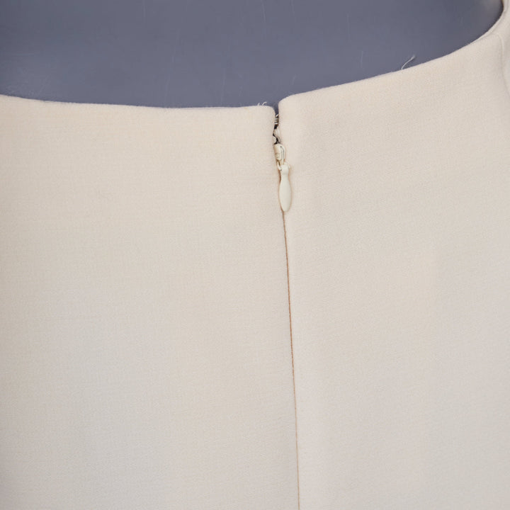 MUGLER cream virgin wool metallic copper PVC edge tulip skirt FR38 M