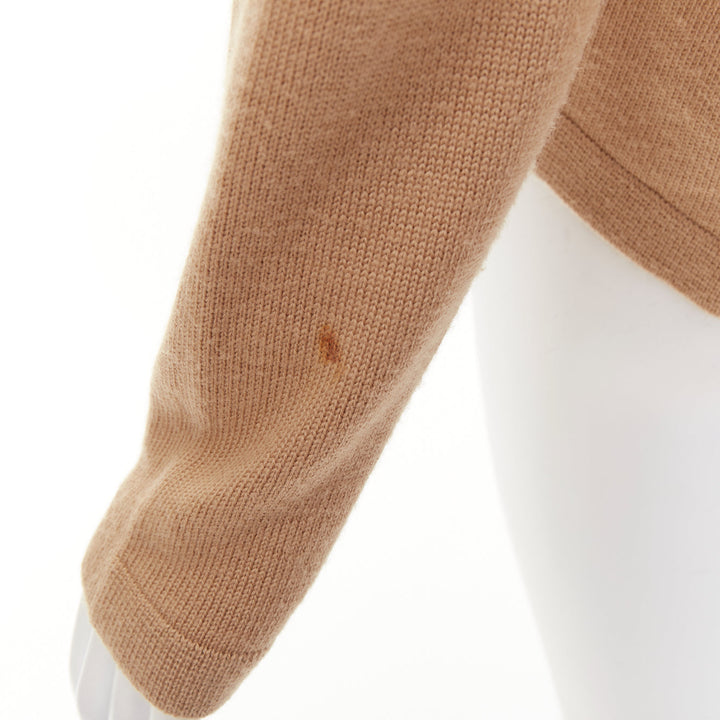MARNI yellow beige tan virgin wool blend colorblock panel V neck sweater IT42 M