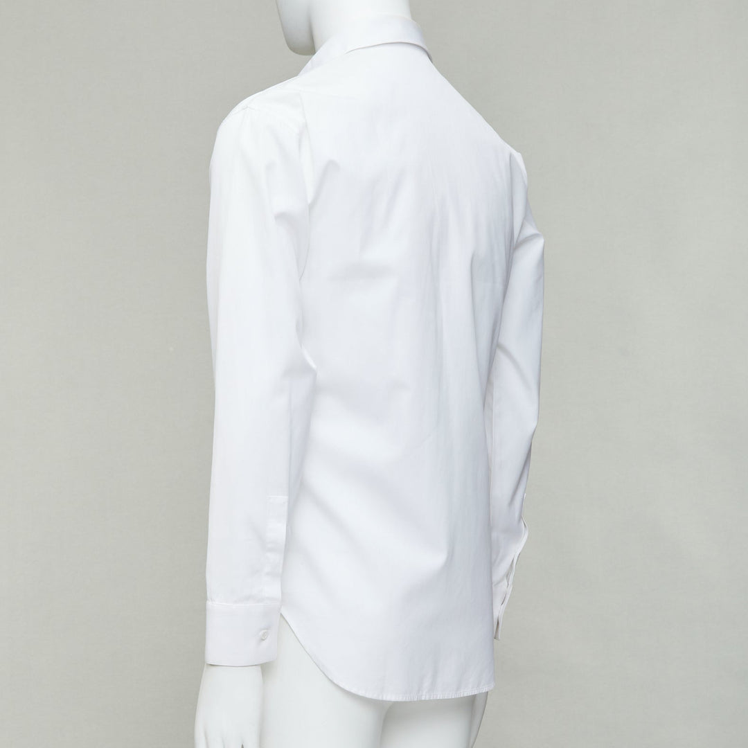 DIOR HOMME white cotton sequin applique front darted back shirt EU38 S