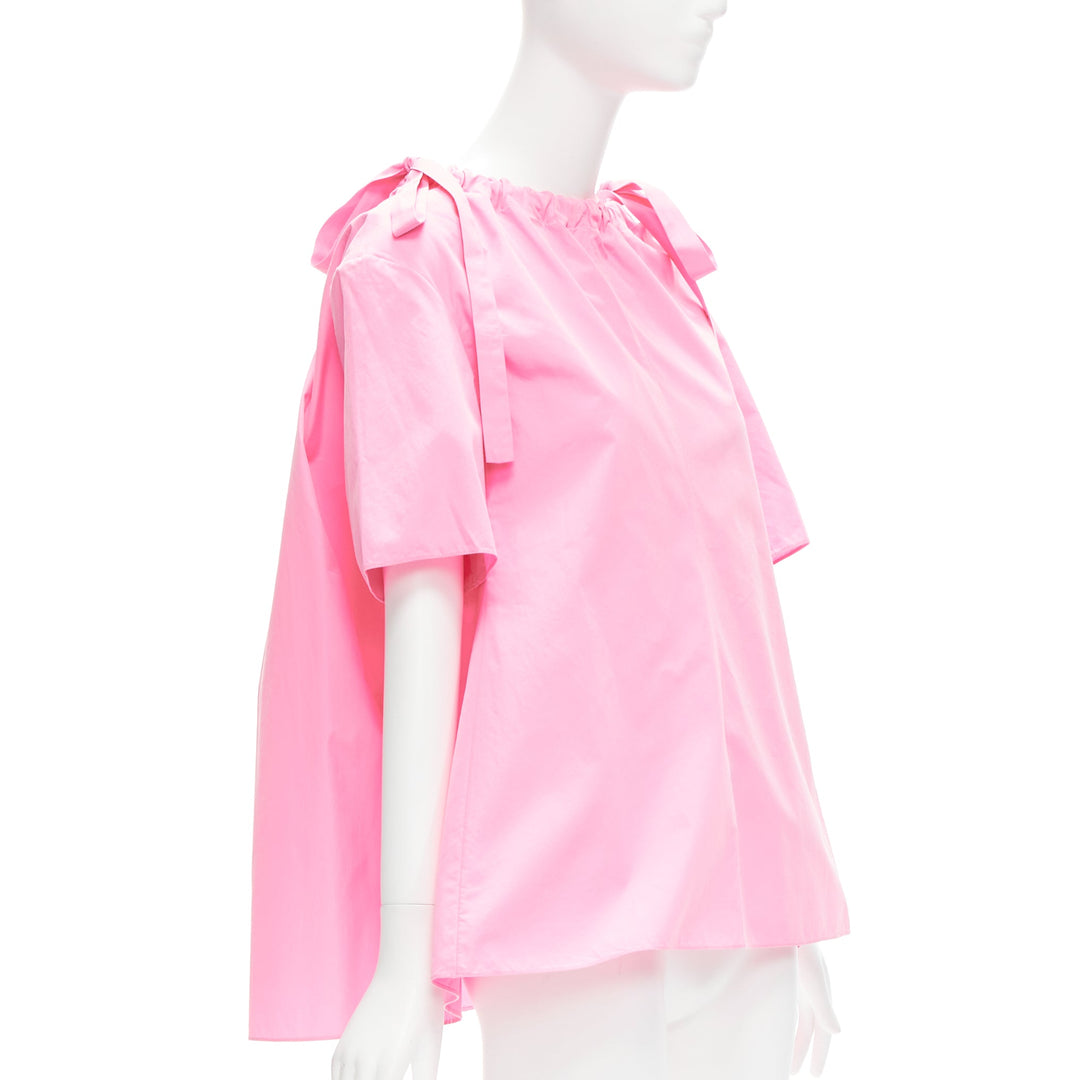 MARNI pink 100% cotton side drawstring collar trapeze top IT36 XXS