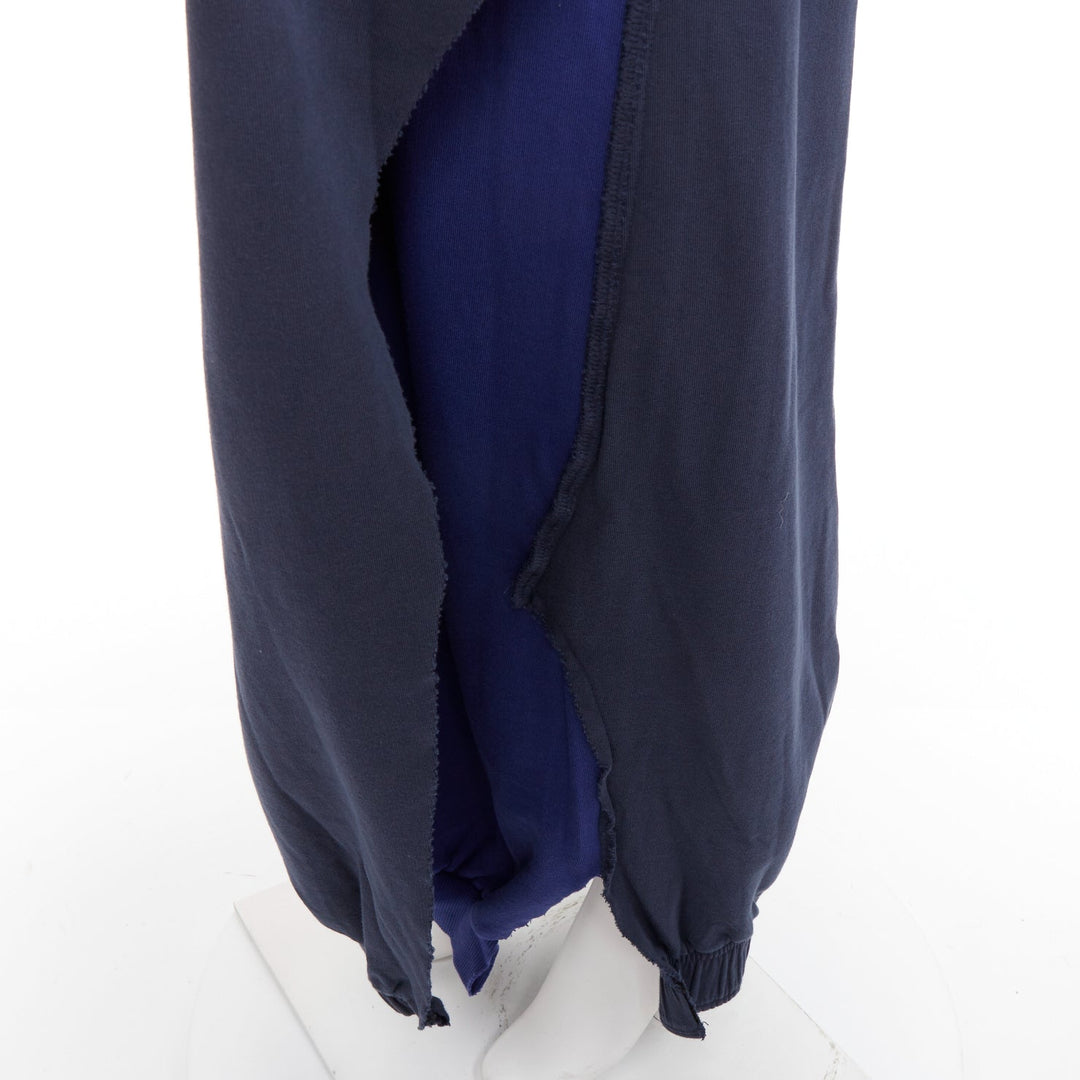 VETEMENTS 2019 Demna bicolor blue washed cotton deconstructed wrap skirt XS