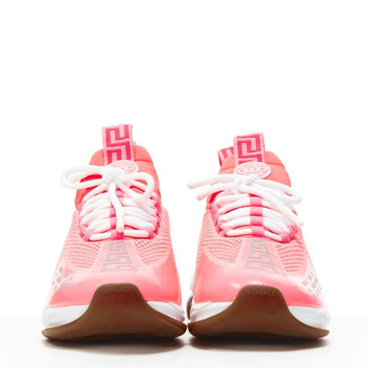 VERSACE Cross Chainer fluorescent neon pink mesh low top sneaker EU41 US8