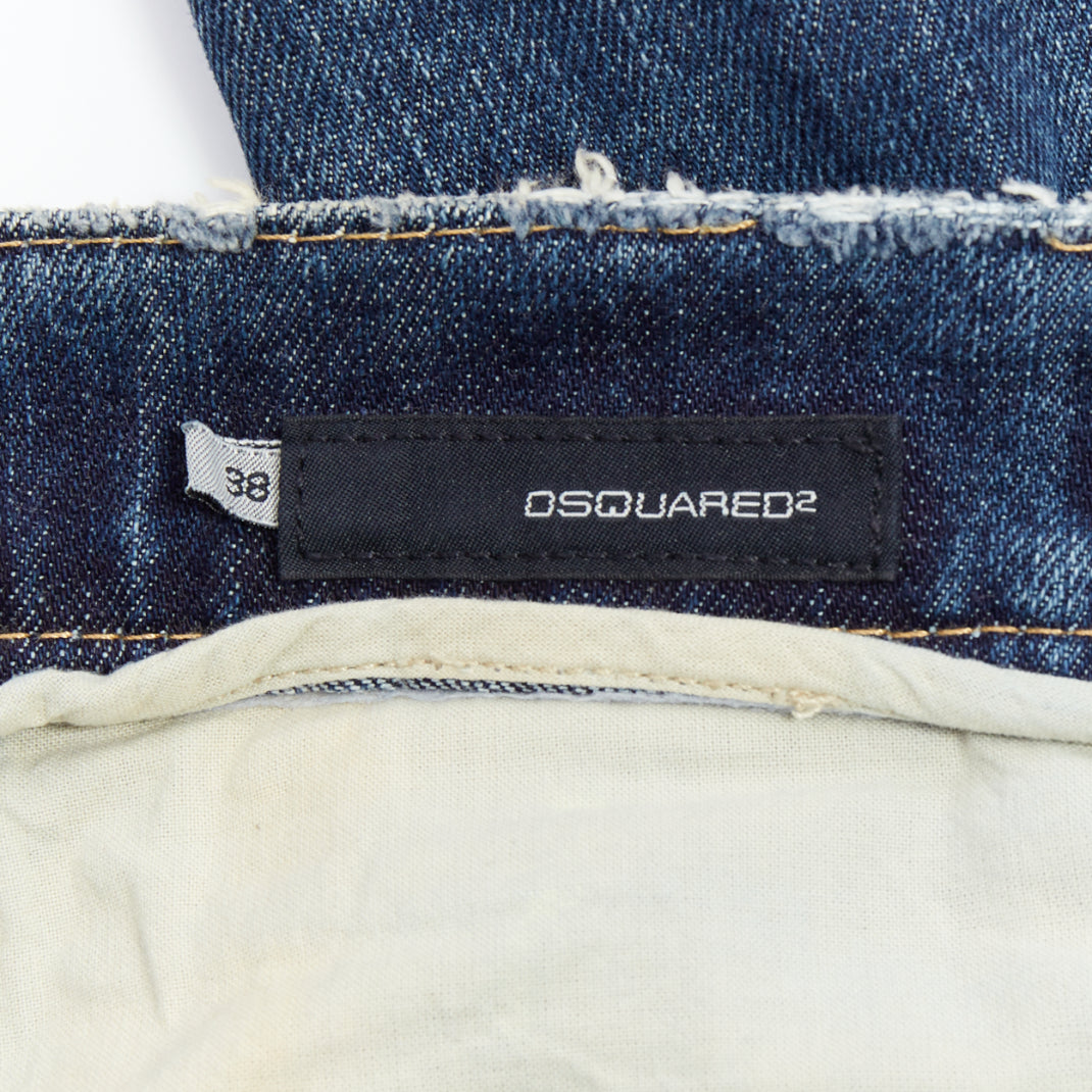DSQUARED2 Vintage orange crab button logo blue denim cropped jeans IT38 XS