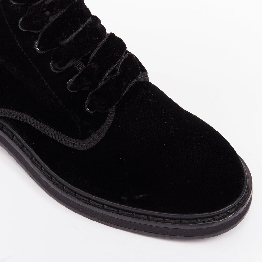 ROGER VIVIER 2020 Viv Rangers black velvet crystal buckle combat boots EU37.5