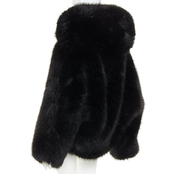 rare ALEXANDRE VAUTHIER COUTURE 2023 Runway black faux fur oversized cocoon coat