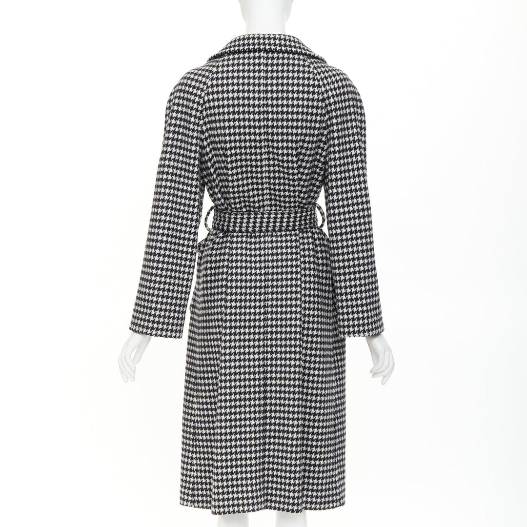 MIU MIU 2022 Pied De Poule houndstooth virgin wool logo applique coat IT38 XS