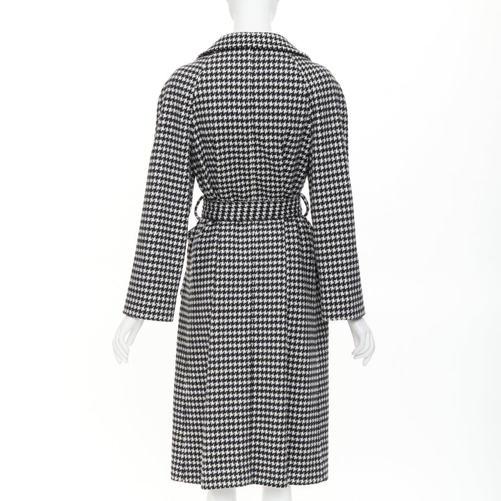 MIU MIU 2022 Pied De Poule houndstooth virgin wool logo applique coat IT38 XS
