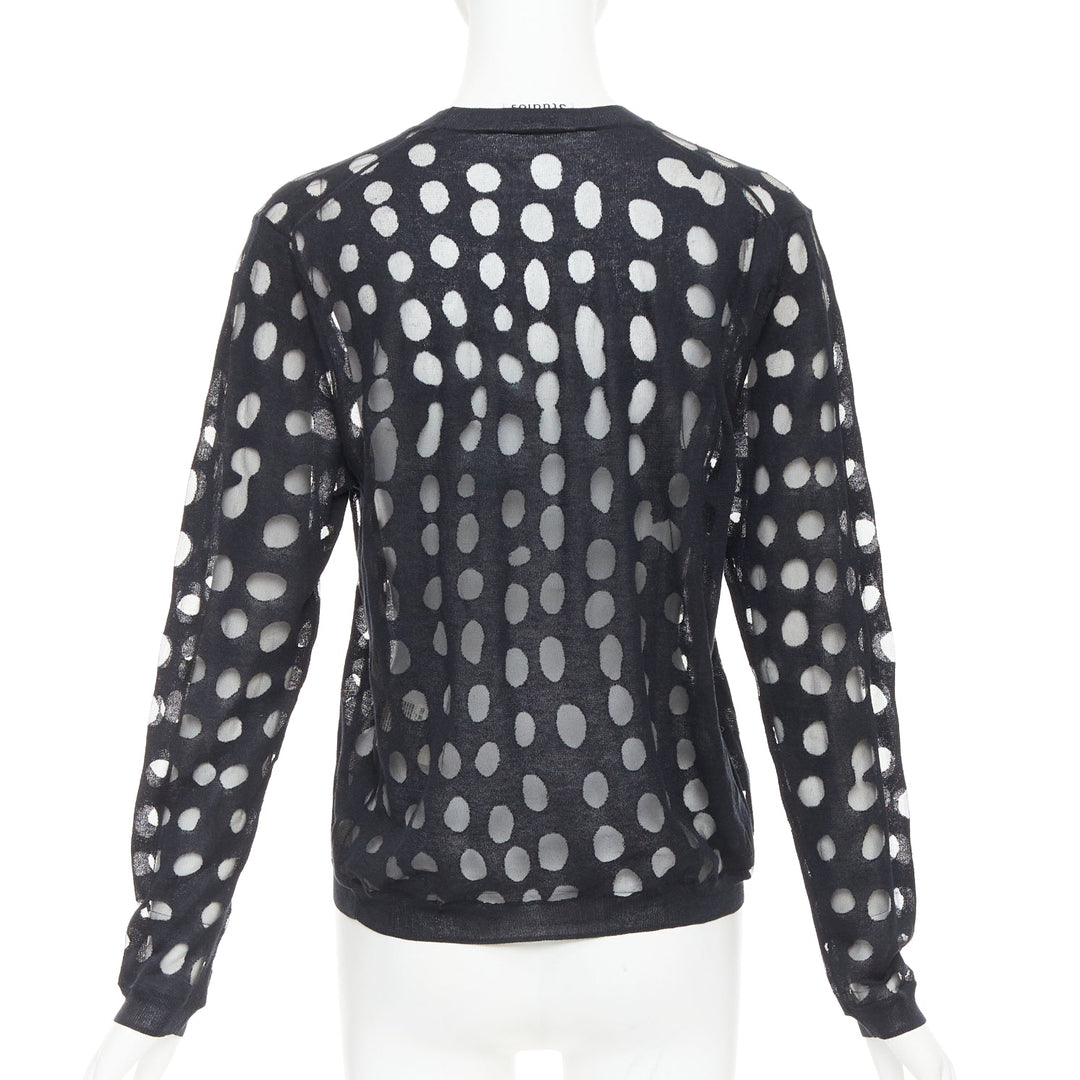 ACNE STUDIOS 2014 Ninah Dots black cotton irregular dots sheer sweater S