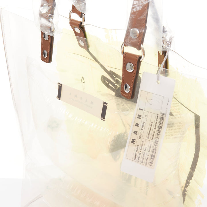 MARNI 2010 Cristal Claude Puppet print leather handles clear PVC tote bag