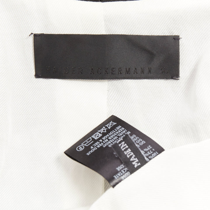 HAIDER ACKERMANN Runway black white polka dot long satin lapel blazer FR36 S