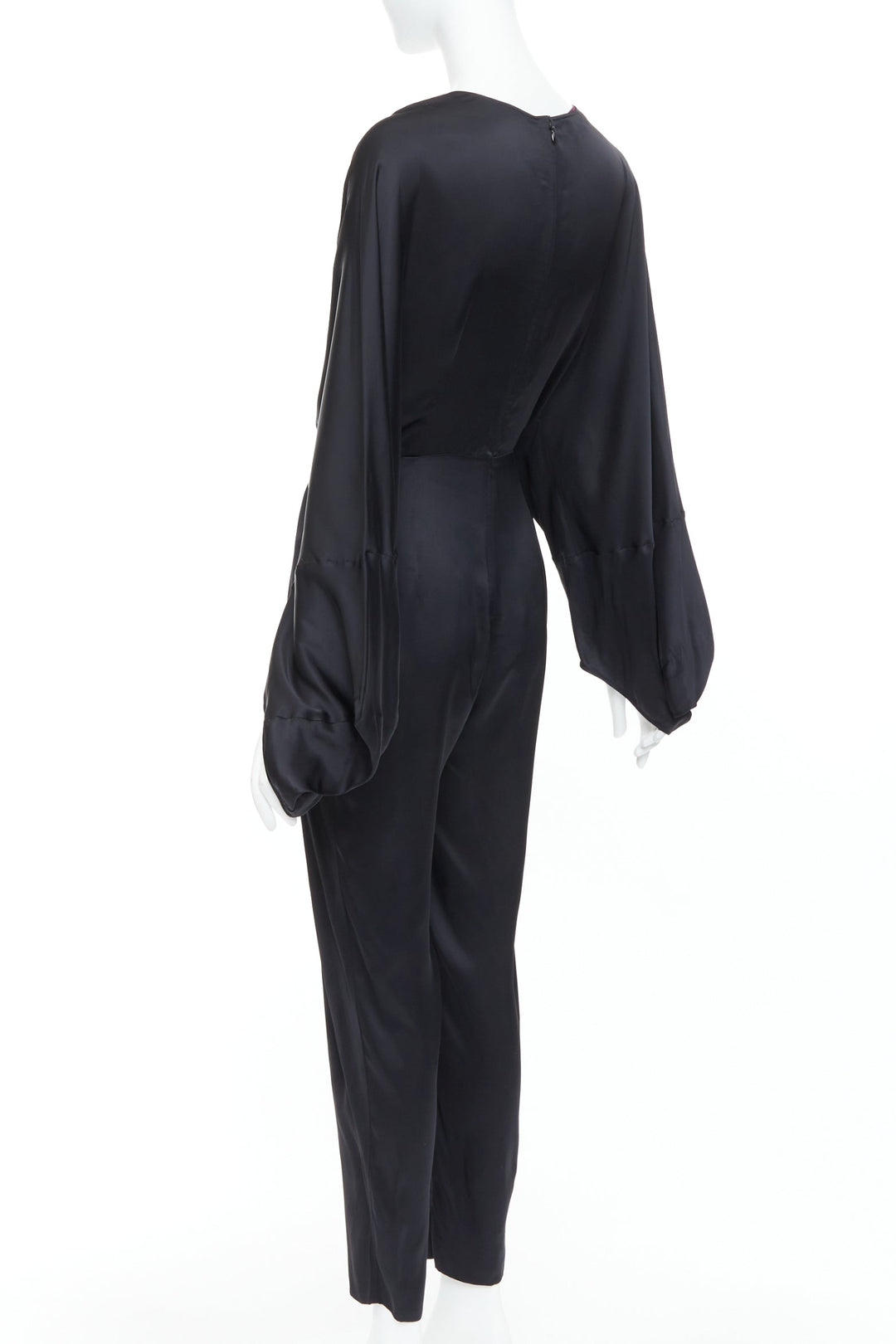 STELLA MCCARTNEY Morgan black gold pleated plunge jumpsuit IT34 XXS Alicia Keys