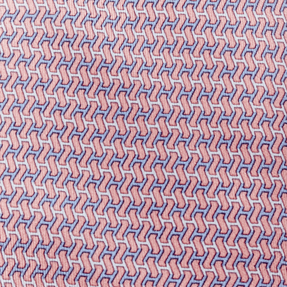 HERMES pink blue lavender 100% silk H logo zigzag print formal tie