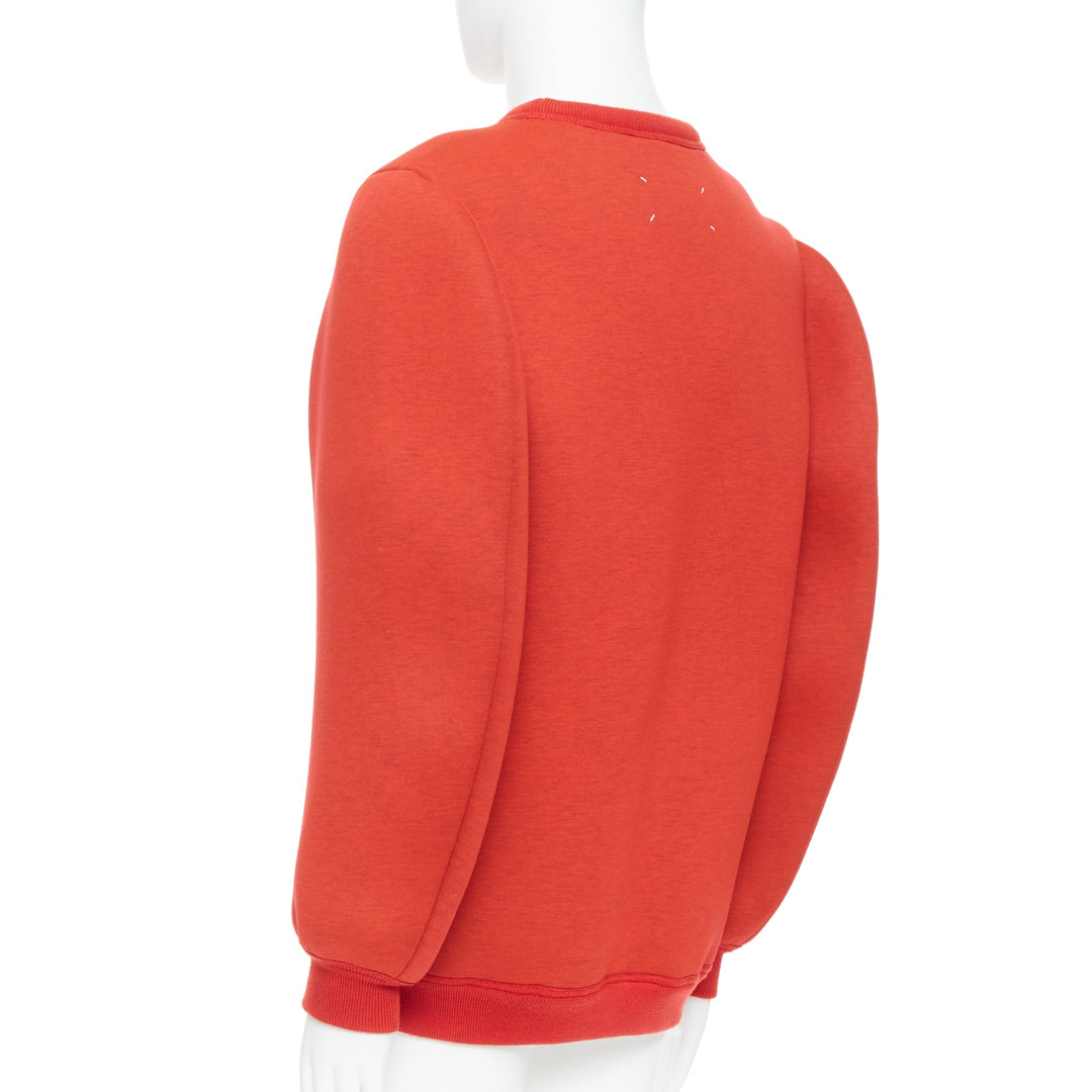 MAISON MARGIELA 2010 red neoprene structured curved sleeve pullover jumper S