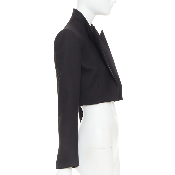 ALEXANDRE VAUTHIER COUTURE black stand peak lapel cropped tuxedo blazer jacket