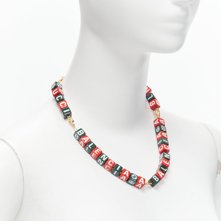 GUCCI BALENCIAGA 2021 Hacker Project Symbols red green cubes short necklace