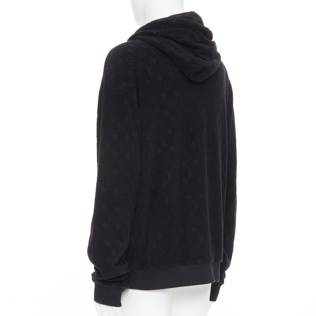 LOUIS VUITTON 2023 Monogram debossed French terry zip up hoodie outerwear XL