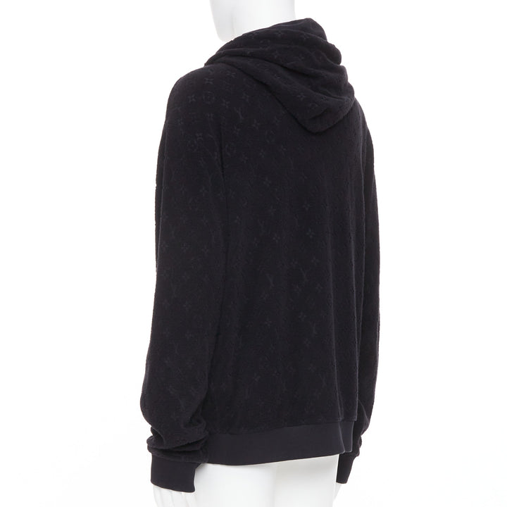 LOUIS VUITTON 2023 Monogram debossed French terry zip up hoodie outerwear XL