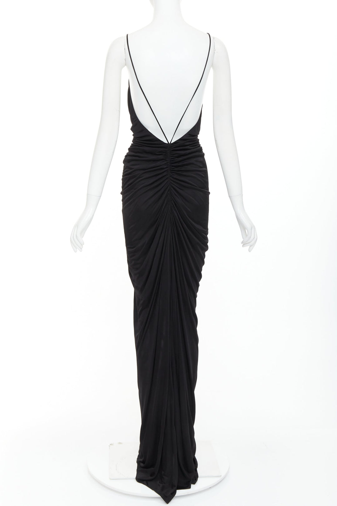 rare SAINT LAURENT 2022 Runway purple Wild Rose applique ruched plunge gown S