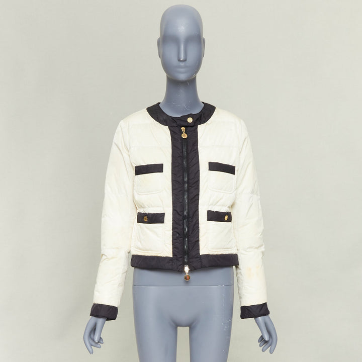 MONCLER G32-003 Piumino Nuovo Daphne cream black 4 pocket padded jacket US2 S