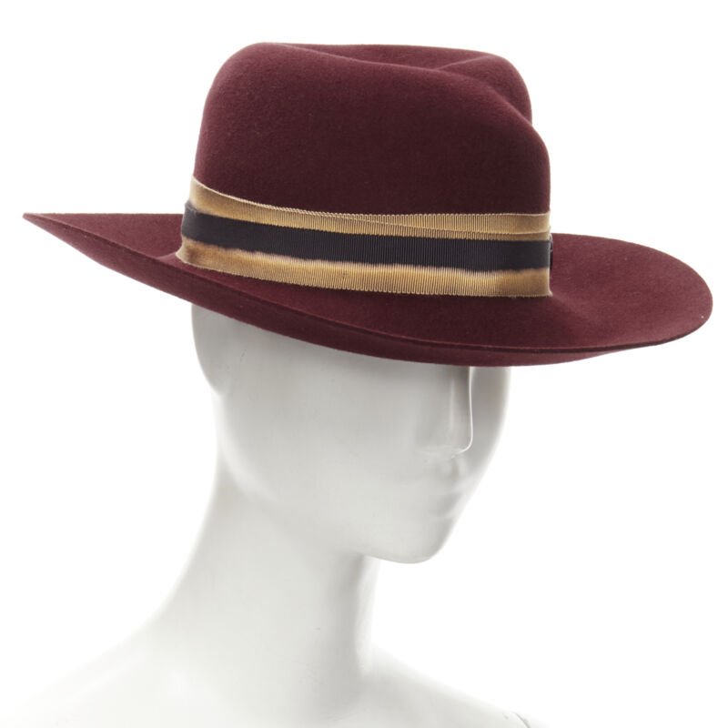 MAISON MICHEL Virginie Stick Cherry red bleach fight bondage fedora hat