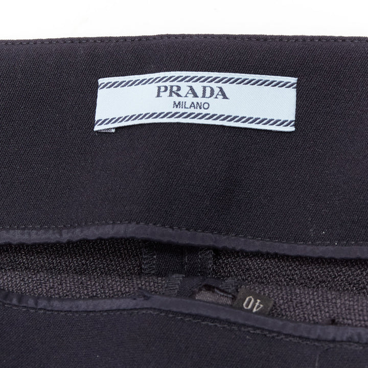 PRADA navy panelled high waisted cropped minimal classic pants IT40 S