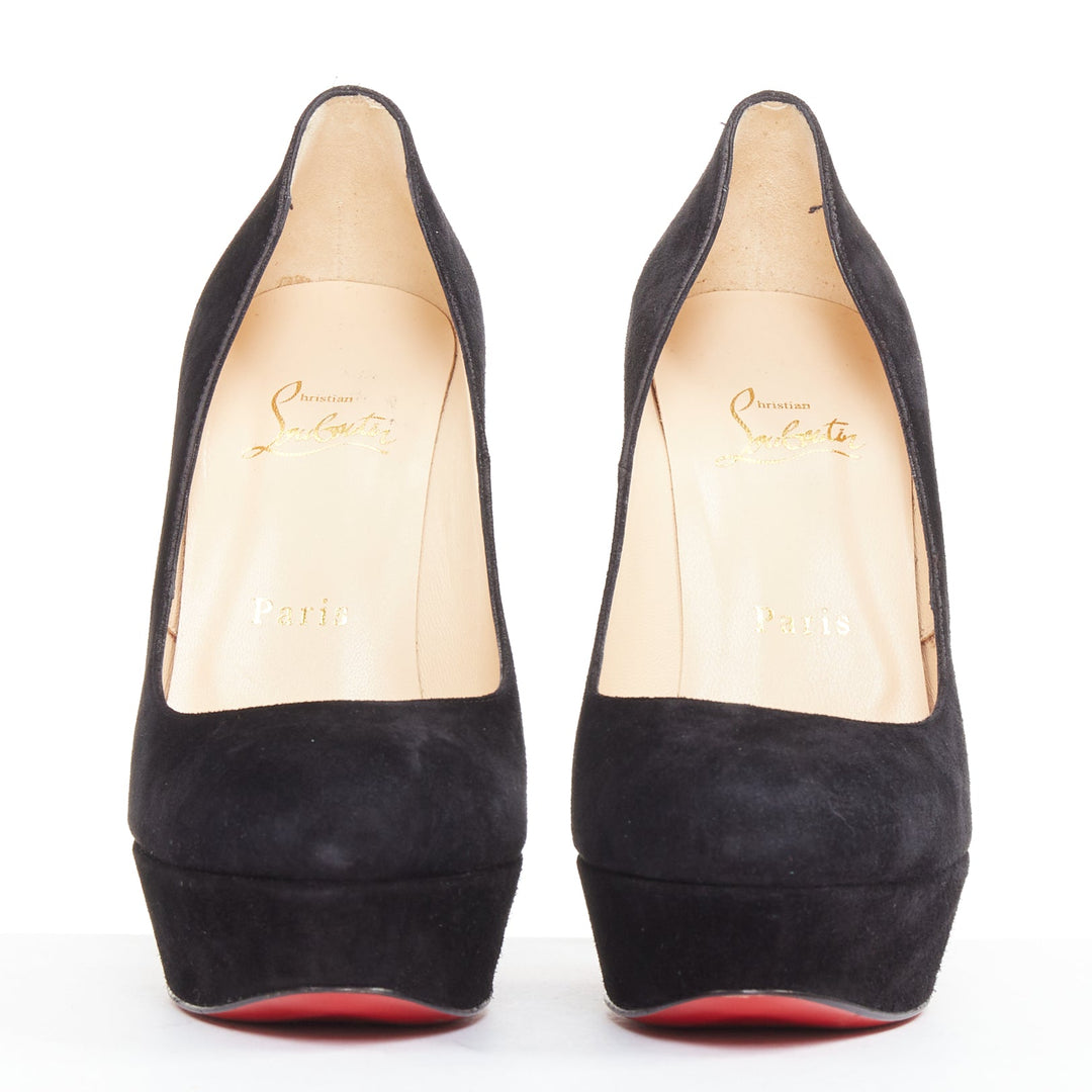 CHRISTIAN LOUBOUTIN Bibi 140 Veau Velours black suede platform pumps EU37.5
