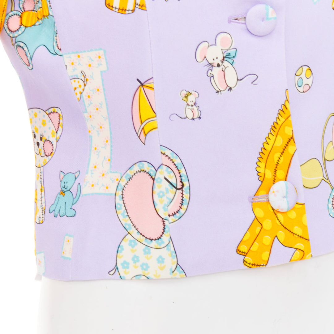 MOSCHINO COUTURE! 2022 Runway Calico Animals purple pink bow crop jacket IT44 L