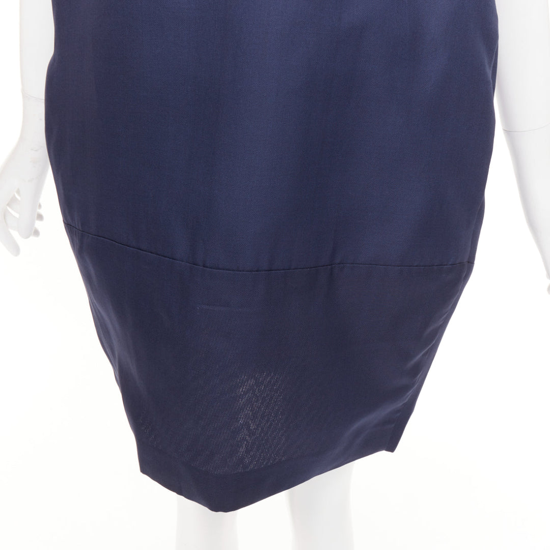 VICTORIA BECKHAM navy blue structural cocoon paneled pocket shift dress UK10 M