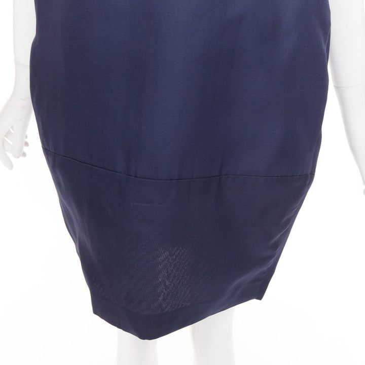 VICTORIA BECKHAM navy blue structural cocoon paneled pocket shift dress UK10 M