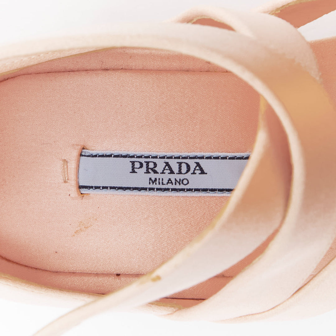 rare PRADA 2013 Runway pink satin floral petal embellished Geisha platform EU36