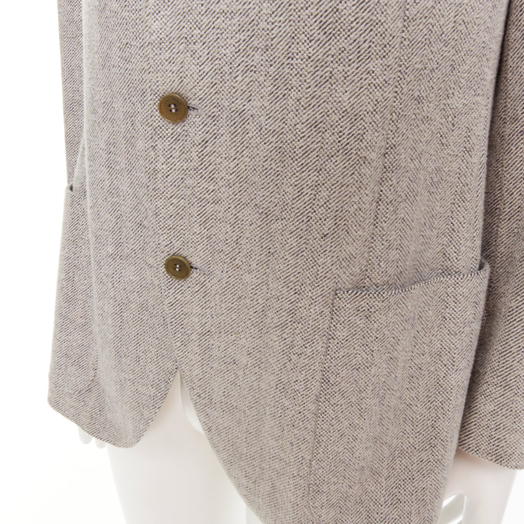 LORO PIANA grey cotton patch pocket 3-button single breasted blazer EU50 L
