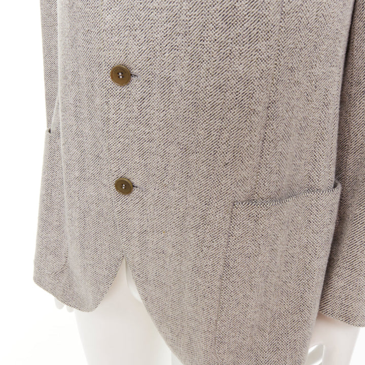 LORO PIANA grey cotton patch pocket 3-button single breasted blazer EU50 L