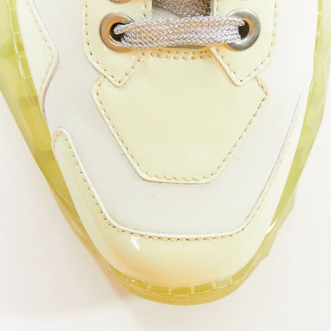 JIMMY CHOO Diamond white mint green jelly sole dad sneakers EU35.5